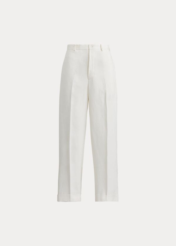 Pantalones Ralph Lauren Mujer Blancos - Gemma Linen - MCYJN9215